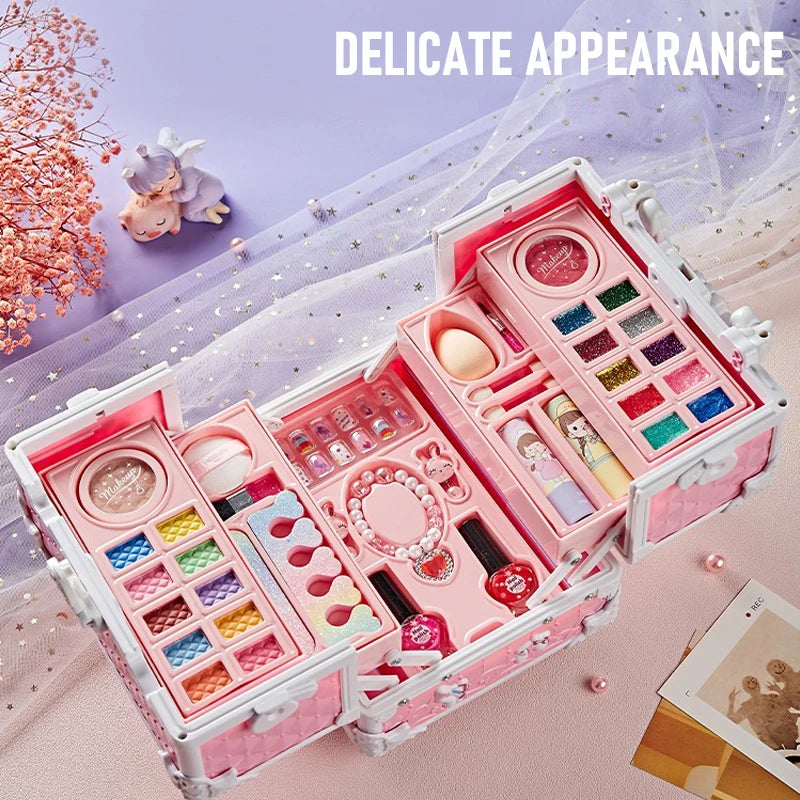 Kids Makeup Kit for Little Girls 49 Pcs Washable Makeup Kit Kids Real Girls Makeup Kit with Cosmetic Case ,Birthday Gifts