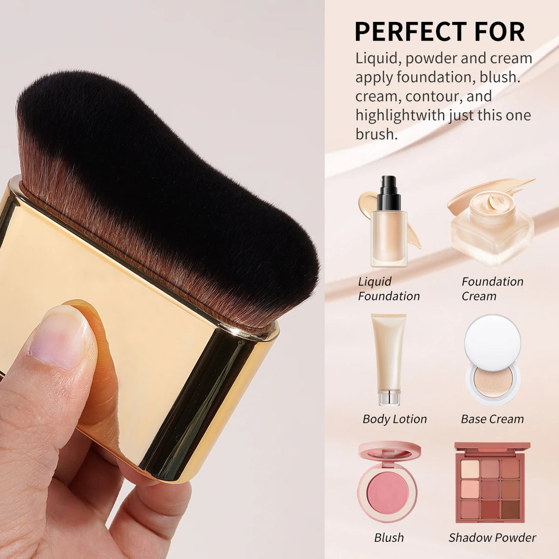 Foundation Brush Large Makeup Brushes for Contouring Tanning Liquid Foundation Cream Blush Soft Bristle Brush Makeup Tool
