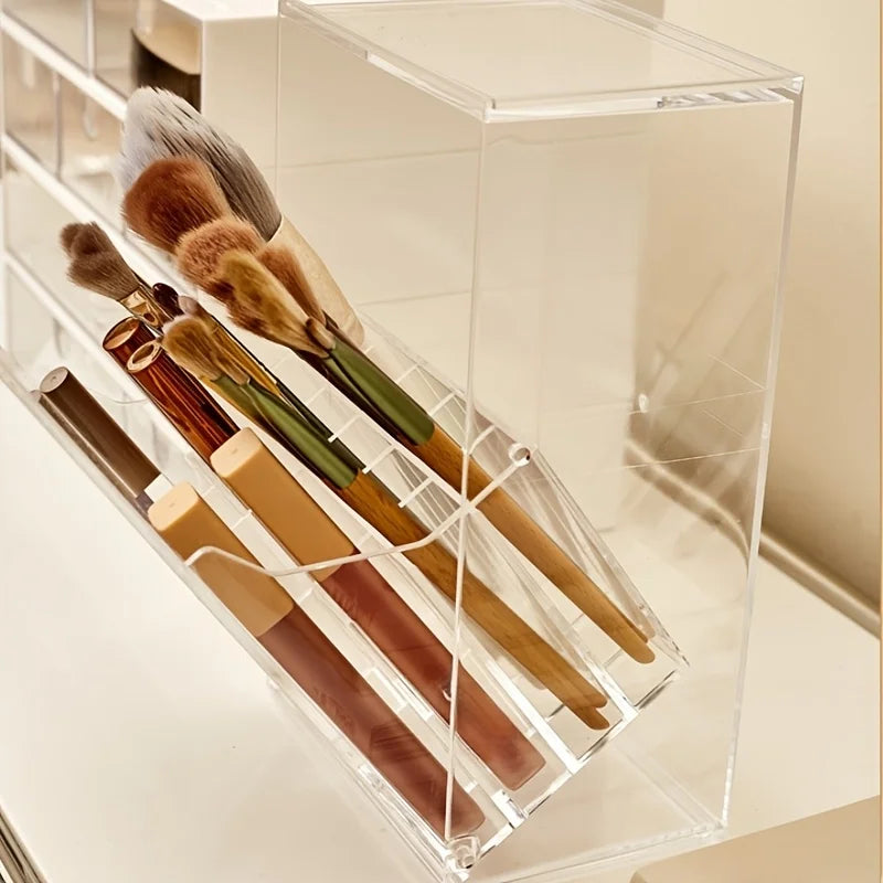 Makeup storage box large capacity polished finish, no installation required, eye shadow, eyebrow, foundation brush storage box