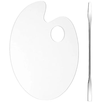 1 set Acrylic Makeup Mixing Palette Foundation Blending Palette Eyeshadow Pigment Mixing Palette Stainless Steel Spatula
