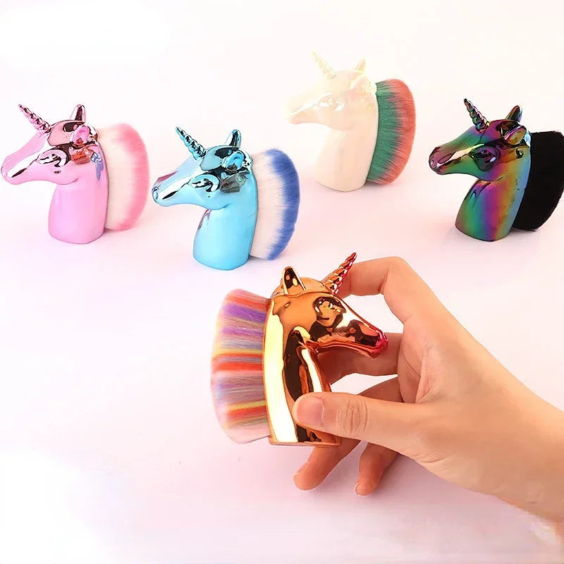 Cute Cartoon Unicorn Nail Art Makeup Brushes Synthetic Hair Blush Woman Makeup Brush Face Powder Foundation Cosmetic Makeup Tool