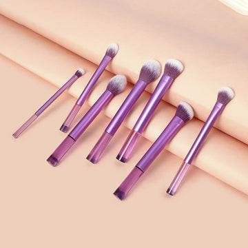 8pcs Makeup Brush Set Travel Size For Liquid Cream Powder Foundation Eyeshadow Blush Contour, Premium Quality Face Brushe Gift
