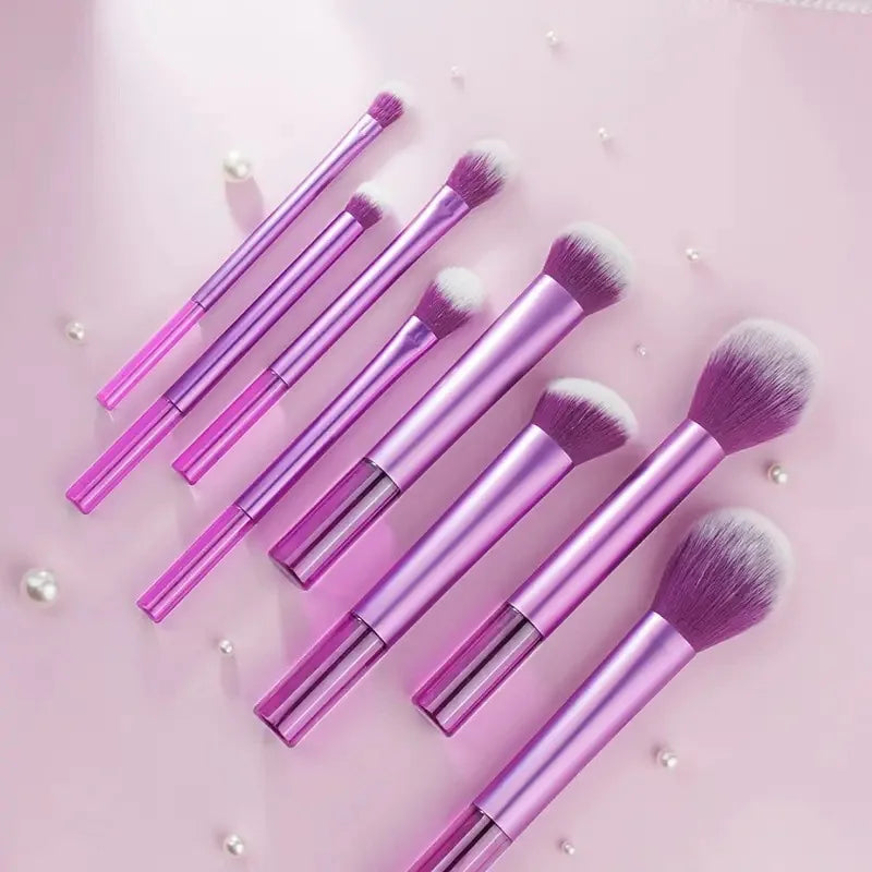 8pcs Makeup Brush Set  Travel Size For Liquid Cream Powder Foundation Eyeshadow Blush Contour, Premium Quality Face Brushe Gift