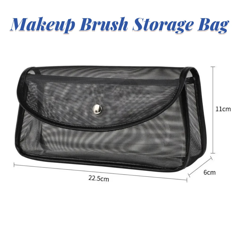 Makeup Brush Travel Bag Portable and Simple Makeup Storage Bag Mesh Design Large Capacity High-capacity Portable Makeup Pouch