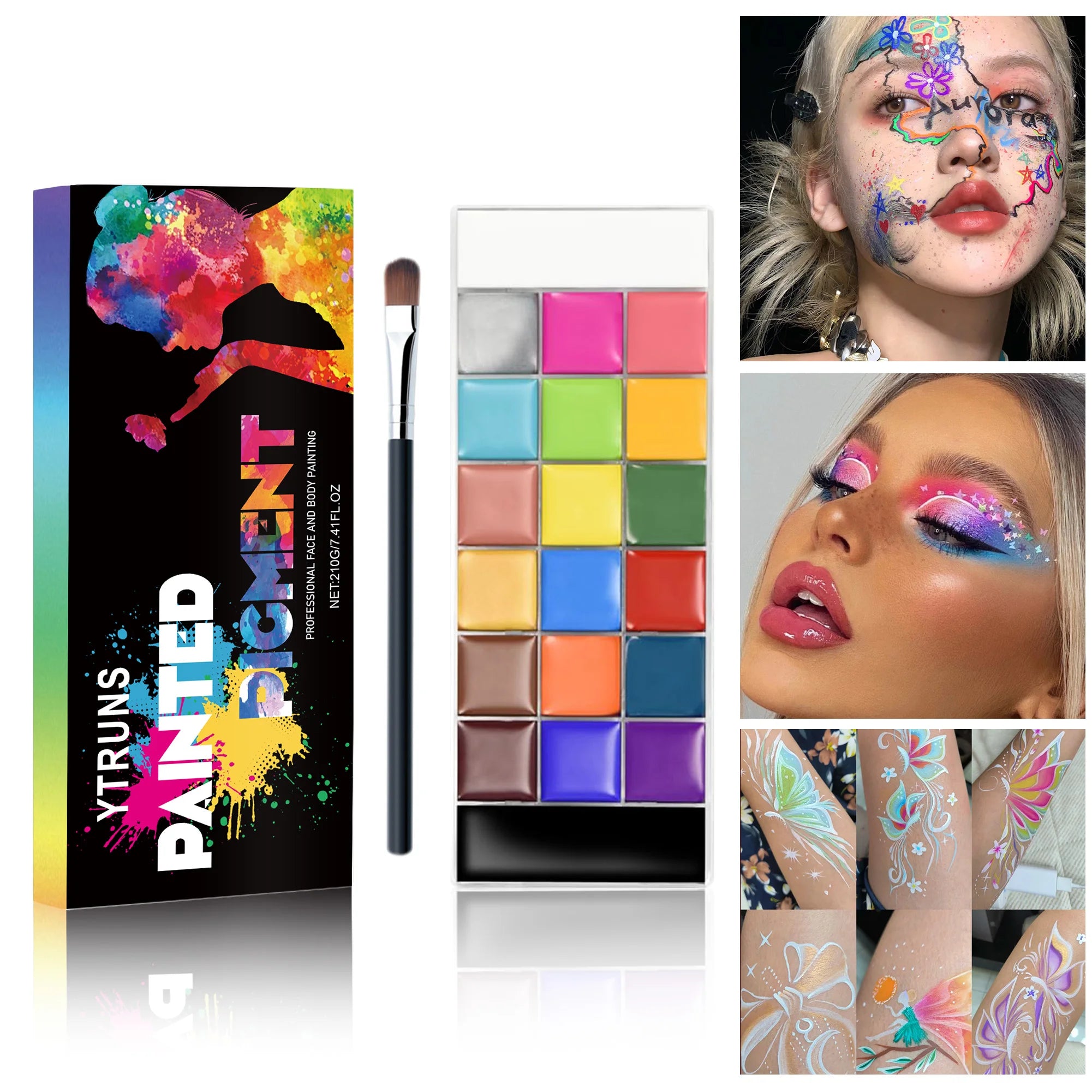 Water soluble makeup palette, water activated eyeliner palette, 20 color face painting eyeliner makeup, art, Halloween, carnival